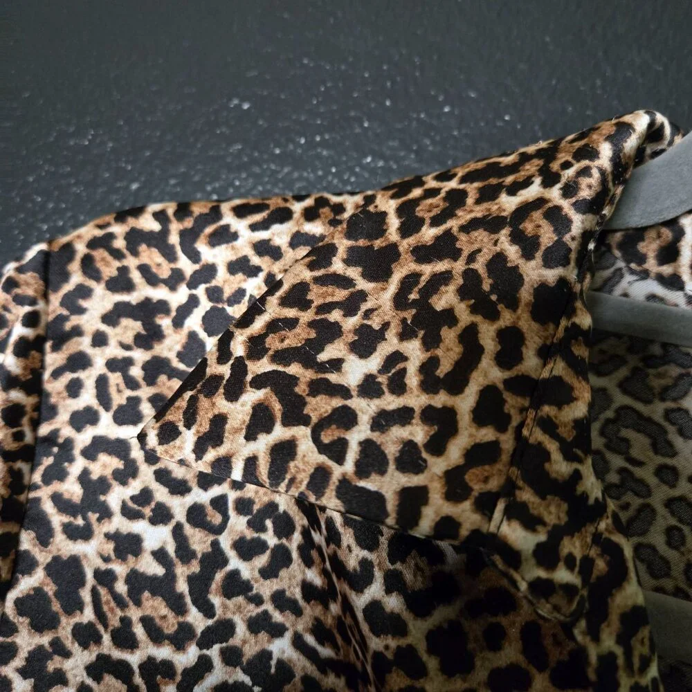 Rachel Zoe Womens Leopard‎ Print Button-Up Blouse Medium